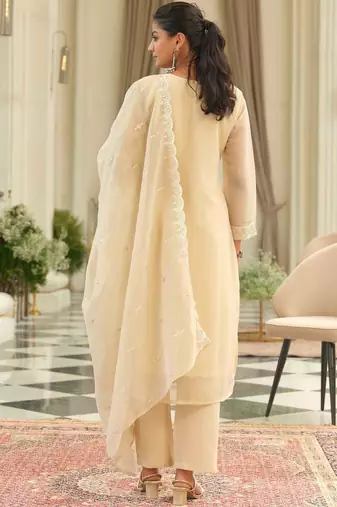 Women Ethnic Motifs Embroidered Regular Sequinned Kurta with Trousers & With Dupatta