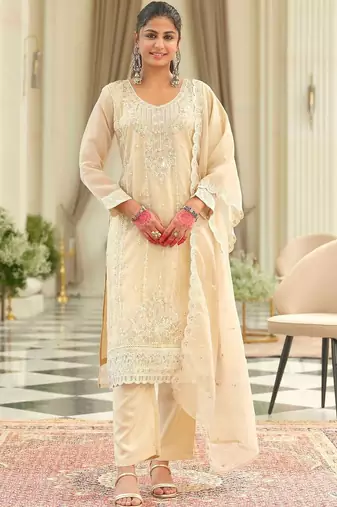 Women Ethnic Motifs Embroidered Regular Sequinned Kurta with Trousers & With Dupatta