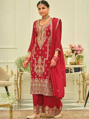Women Ethnic Motifs Embroidered Regular Kurta with Palazzos & With Dupatta 1