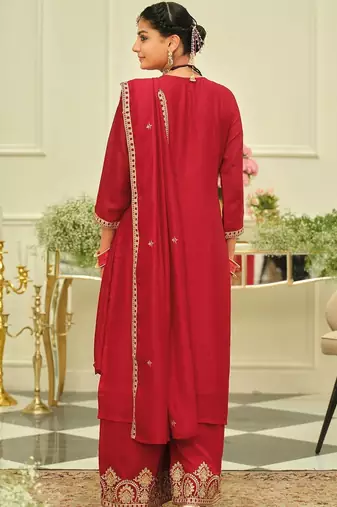 Women Ethnic Motifs Embroidered Regular Kurta with Palazzos & With Dupatta