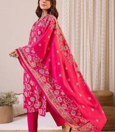 Women Ethnic Motifs Regular Chanderi Silk Kurta with Trousers & With Dupatta