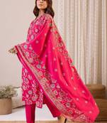 Women Ethnic Motifs Regular Chanderi Silk Kurta with Trousers & With Dupatta