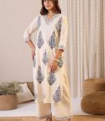 Women Ethnic Motifs Printed Regular Pure Cotton Kurta with Palazzos