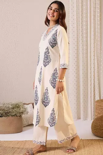 Women Ethnic Motifs Printed Regular Pure Cotton Kurta with Palazzos