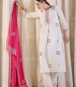 Women Ethnic Motifs Embroidered Regular Thread Work Pure Cotton Kurta with Trousers & With Dupatta