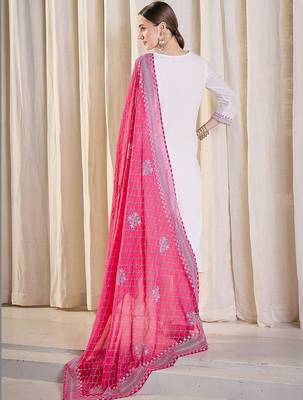 Women Ethnic Motifs Embroidered Regular Thread Work Pure Cotton Kurta with Trousers & With Dupatta 5