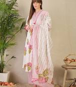 Women Floral Printed Regular Pure Cotton Kurta with Trousers & With Dupatta