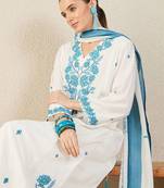 Women Floral Embroidered Regular Thread Work Kurta with Trousers & With Dupatta