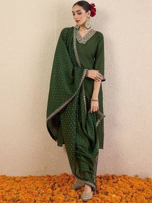 Women Ethnic Motifs Embroidered Regular Thread Work Kurta with Trousers & With Dupatta 1