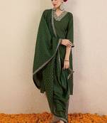 Women Ethnic Motifs Embroidered Regular Thread Work Kurta with Trousers & With Dupatta