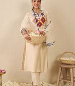 Women Ethnic Motifs Embroidered Regular Thread Work Liva Kurta with Trousers & With Dupatta