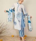 Women Floral Printed Regular Pure Cotton Kurta with Palazzos & With Dupatta