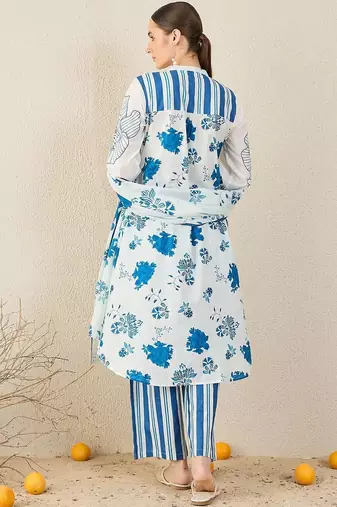 Women Floral Printed Regular Pure Cotton Kurta with Palazzos & With Dupatta