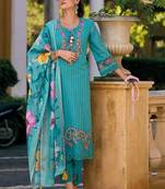 Women Regular Thread Work Pure Cotton Kurta with Trousers & With Dupatta