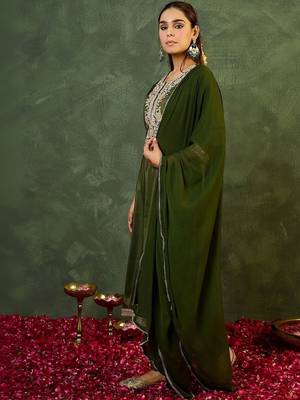Women Ethnic Motifs Embroidered Regular Thread Work Kurta with Trousers & With Dupatta 2