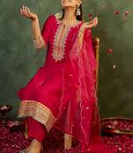 Women Ethnic Motifs Embroidered Regular Kurta with Trousers & With Dupatta