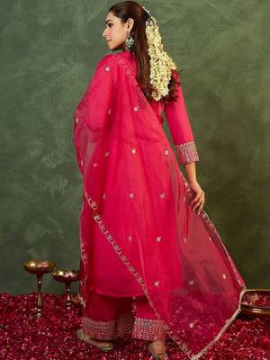 Women Ethnic Motifs Embroidered Regular Thread Work Kurta with Trousers & With Dupatta 5