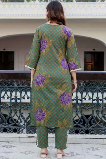 Women Printed Regular Pure Cotton Kurta with Trousers & With Dupatta