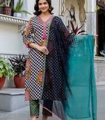 Women Printed Regular Pure Cotton Kurta with Trousers & With Dupatta