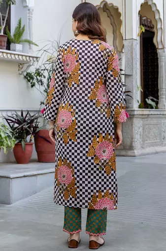 Women Printed Regular Pure Cotton Kurta with Trousers & With Dupatta