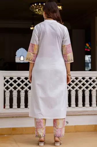 Women Ethnic Motifs Printed Regular Pure Cotton Kurta with Trousers & With Dupatta