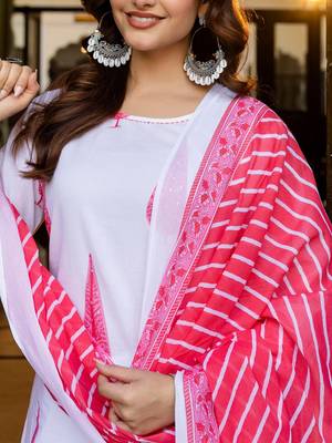 Women Ethnic Motifs Printed Regular Pure Cotton Kurta with Trousers & With Dupatta 2