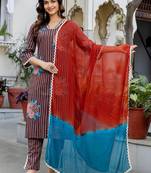 Women Printed Regular Pure Cotton Kurta with Trousers & With Dupatta
