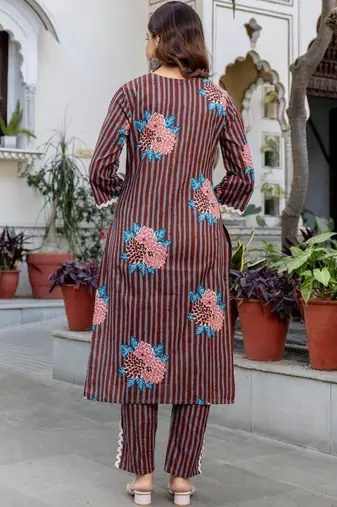 Women Printed Regular Pure Cotton Kurta with Trousers & With Dupatta