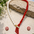 Pearl and red coral bead necklace and earrings jewellery set