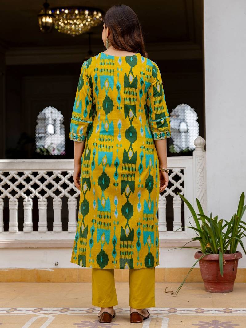 Women Ethnic Motifs Printed Regular Pure Cotton Kurta with Trousers & With Dupatta