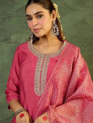 Women Ethnic Motifs Embroidered Regular Thread Work Kurta with Trousers & With Dupatta 2