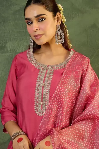 Women Ethnic Motifs Embroidered Regular Thread Work Kurta with Trousers & With Dupatta