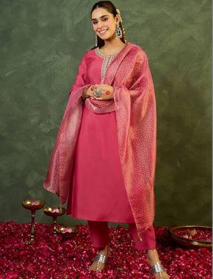 Women Ethnic Motifs Embroidered Regular Thread Work Kurta with Trousers & With Dupatta 3