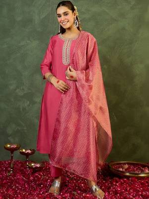 Women Ethnic Motifs Embroidered Regular Thread Work Kurta with Trousers & With Dupatta 4