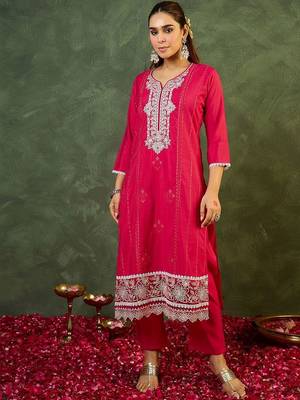 Women Ethnic Motifs Embroidered Regular Thread Work Kurta with Trousers & With Dupatta 2