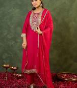 Women Ethnic Motifs Regular Kurta with Trousers & With Dupatta