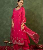 Women Ethnic Motifs Embroidered Regular Thread Work Kurta with Palazzos & With Dupatta