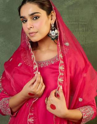Women Ethnic Motifs Embroidered Regular Thread Work Kurta with Palazzos & With Dupatta 2