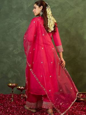 Women Ethnic Motifs Embroidered Regular Thread Work Kurta with Palazzos & With Dupatta 5