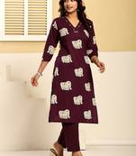Women Ethnic Motifs Printed Regular Thread Work Pure Cotton Kurta with Trousers