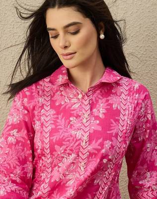 Women Floral Printed Regular Pure Cotton Kurta with Trousers 2
