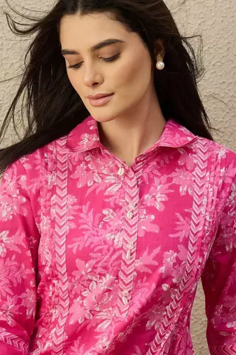 Women Floral Printed Regular Pure Cotton Kurta with Trousers