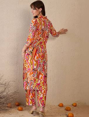 Women Paisley Printed Regular Pure Cotton Kurta with Trousers 2