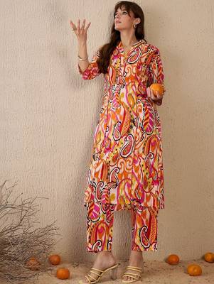 Women Paisley Printed Regular Pure Cotton Kurta with Trousers 4