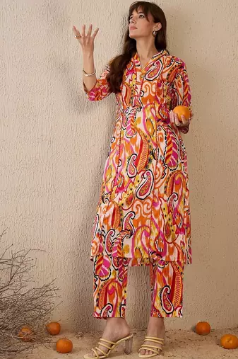 Women Paisley Printed Regular Pure Cotton Kurta with Trousers