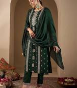 Ethnic Motifs Embroidered Regular Thread Work Kurta with Trousers & With Dupatta