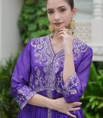 Women Ethnic Motifs Embroidered Panelled Thread Work Kurta with Trousers
