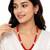 Red coral bead multi-strand necklace and earrings jewellery set