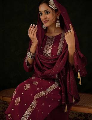 Women Ethnic Motifs Regular Kurta with Trousers & With Dupatta 3