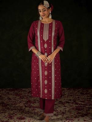 Women Ethnic Motifs Regular Kurta with Trousers & With Dupatta 5